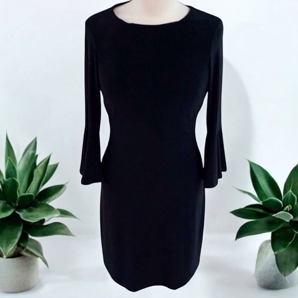 Tommy Hilfiger Black Bell Sleeve Sheath Dress - Picture 3 of 11